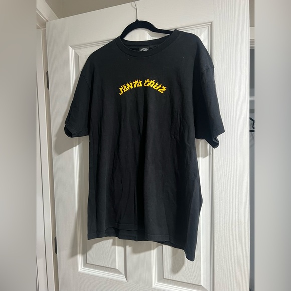 Santa Cruz Skateboards Black Tee with Yellow Logo - Picture 1 of 3